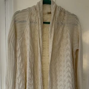 Lucky Brand Cream Crochet Sweater L